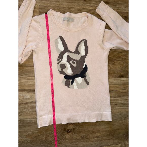 Loft Frenchie French bulldog rosebud pink cotton sweater - size S - OE - Picture 9 of 10